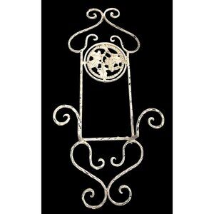Vintage Wrought Iron Metal White Wash Distressed Scroll Design